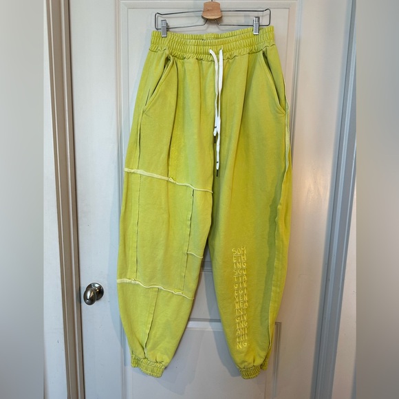Liam Hodges Aponysus Lime Green Embroidered Heavy Streetwear Joggers, Size XL - Picture 1 of 11